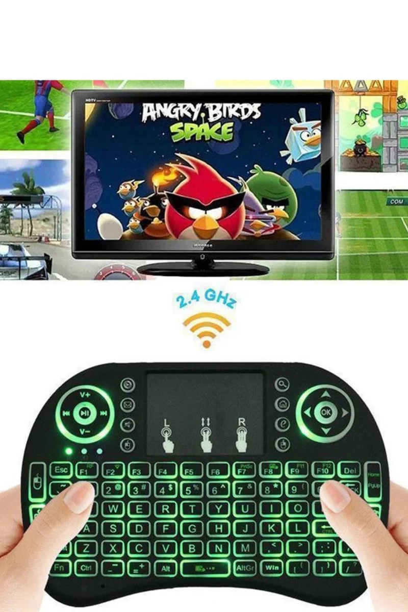 Kablosuz Türkçe Q Klavye RGB Işıklı Televizyon Ps3 Dokunmatik Mouse Kablosuz Türkçe Q Klavye RGB Işıklı Televizyon Ps3 Dokunmatik Mouse