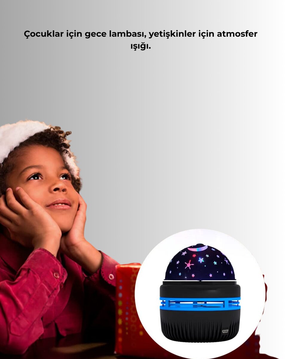 Döner Galaxy Projektör Gece Lambası – Ay ve Yıldız Işıklı Atmosfer Lamba, USB Bağlantılı Döner Galaxy Projektör Gece Lambası – Ay ve Yıldız Işıklı Atmosfer Lamba, USB Bağlantılı
