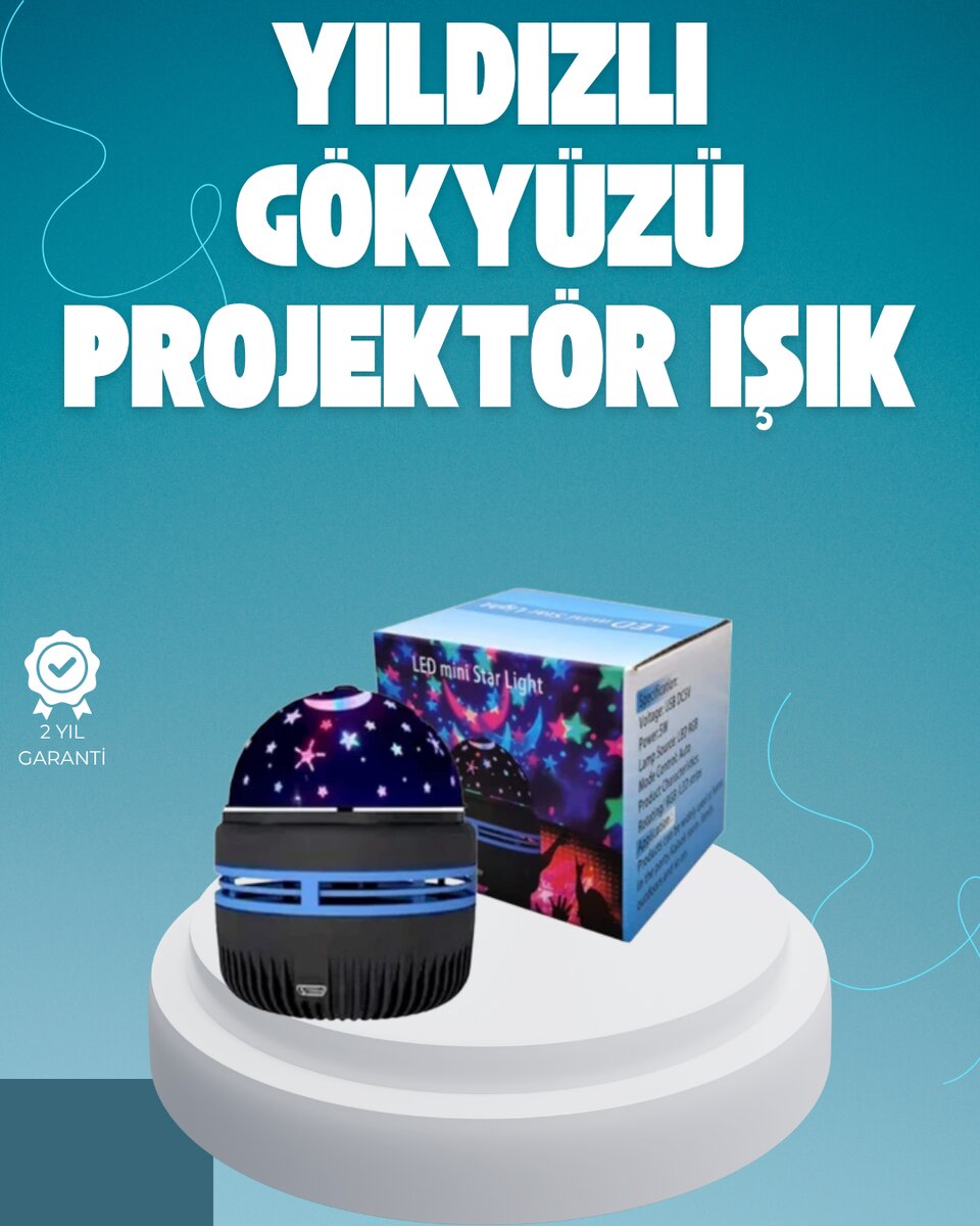 Döner Galaxy Projektör Gece Lambası – Ay ve Yıldız Işıklı Atmosfer Lamba, USB Bağlantılı Döner Galaxy Projektör Gece Lambası – Ay ve Yıldız Işıklı Atmosfer Lamba, USB Bağlantılı
