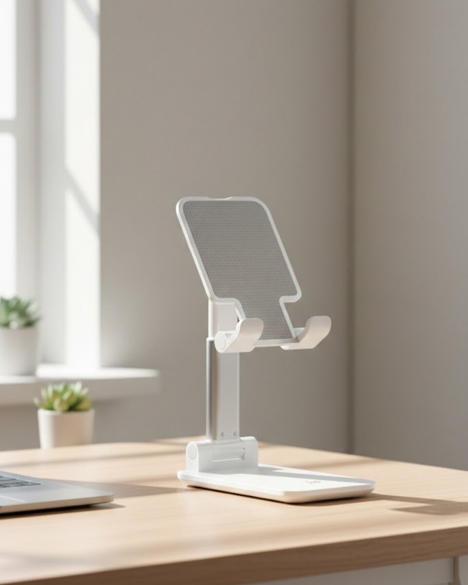 Ayarlanabilir Ergonomik Katlanabilir Masaüstü Telefon Tutucu Beyaz