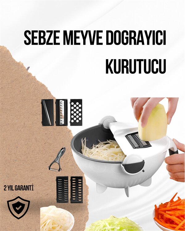 Döner Mekanizmalı Rende Bıçaklı Sebze Dilimleyici Seti Döner Mekanizmalı Rende Bıçaklı Sebze Dilimleyici Seti