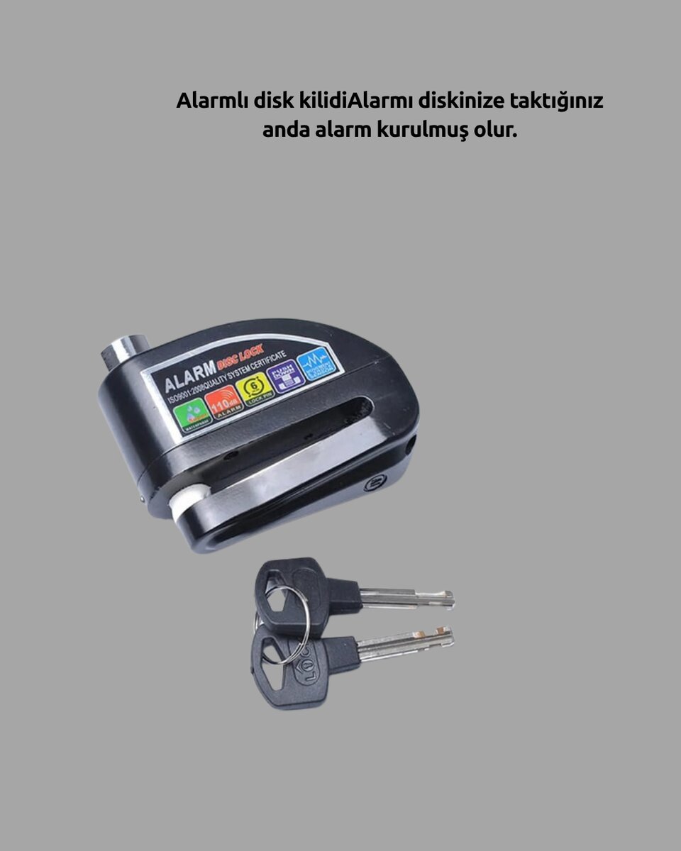 Suya Dayanıklı 110dB Alarmlı Çelik Disk Kilidi Suya Dayanıklı 110dB Alarmlı Çelik Disk Kilidi