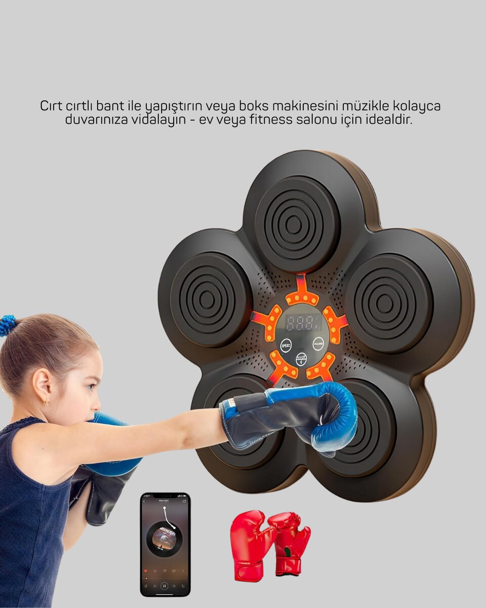 Bluetoothlu Akıllı Boks Antrenman Cihazı Işıklı Hedefli Kardiyo ve Fitness Aleti Bluetoothlu Akıllı Boks Antrenman Cihazı Işıklı Hedefli Kardiyo ve Fitness Aleti
