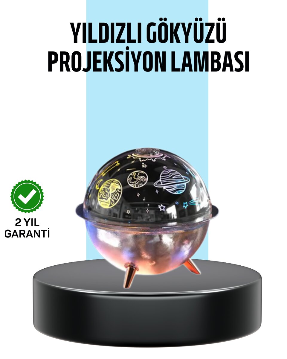 Galaksi ve Yıldız Efektli Nemlendirici Işık Projektörü