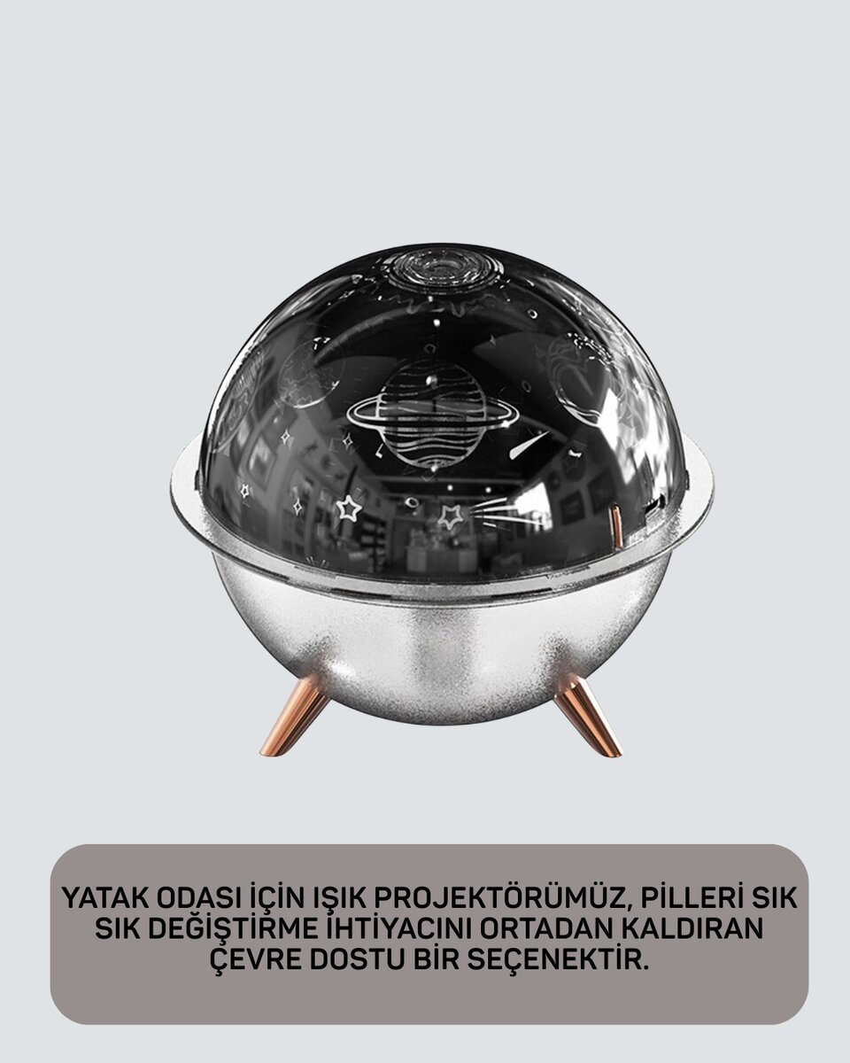 Uzay Temalı Projeksiyonlu Nemlendirici USB Güçlü Gece Lambası