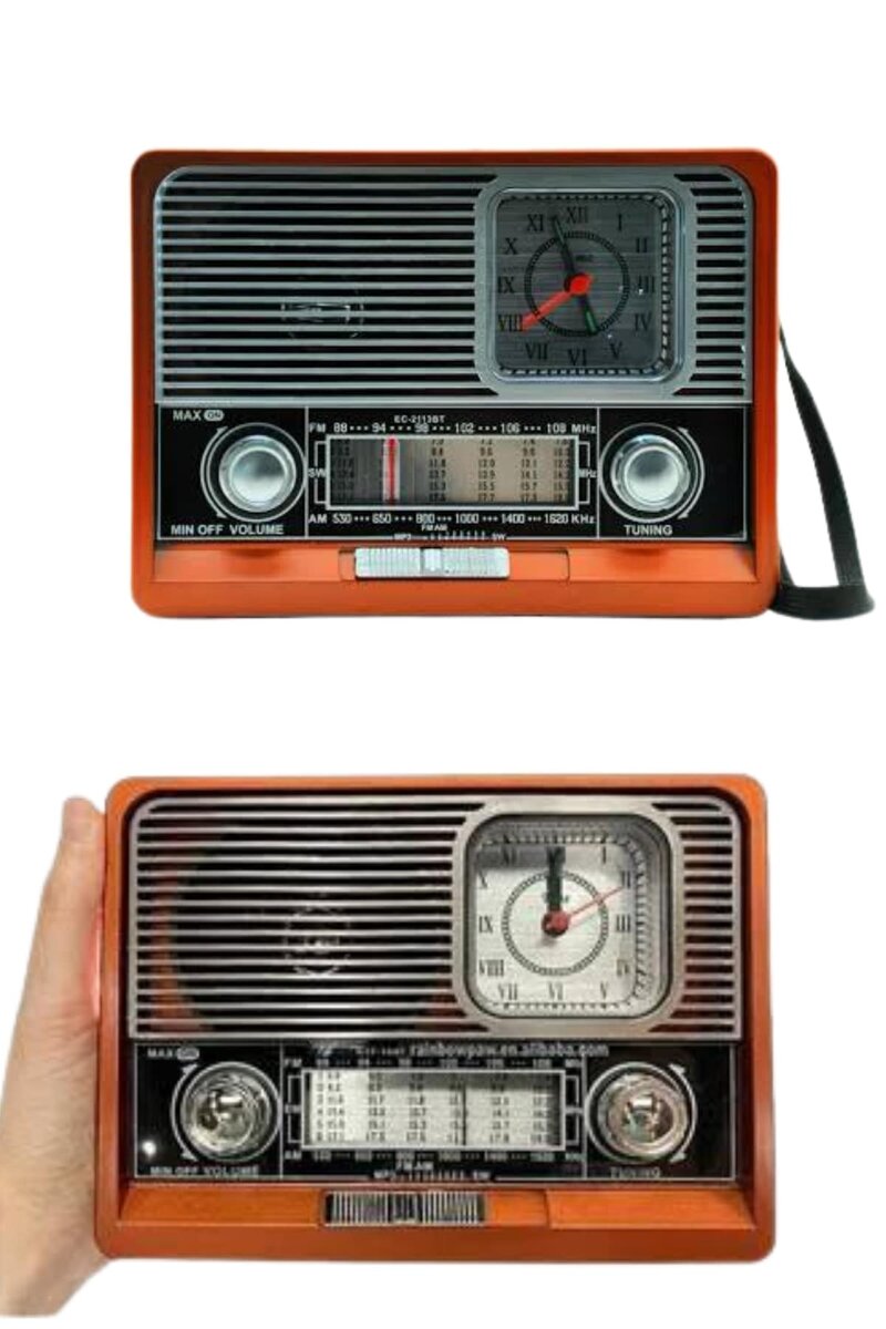 Saatli Fenerli Bluetooth Nostaljik Radyo AUX SD USB Girişli Bluetooth Hoparlör Saatli Fenerli Bluetooth Nostaljik Radyo AUX SD USB Girişli Bluetooth Hoparlör