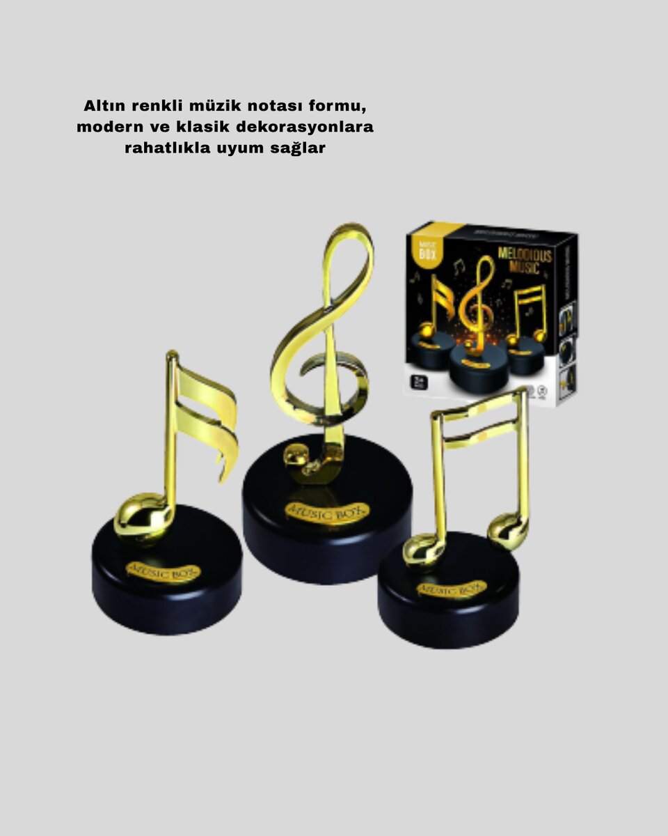 Dönen Nota Figürlü Müzik Box Işıltılı Dekoratif Tasarım Dönen Nota Figürlü Müzik Box Işıltılı Dekoratif Tasarım