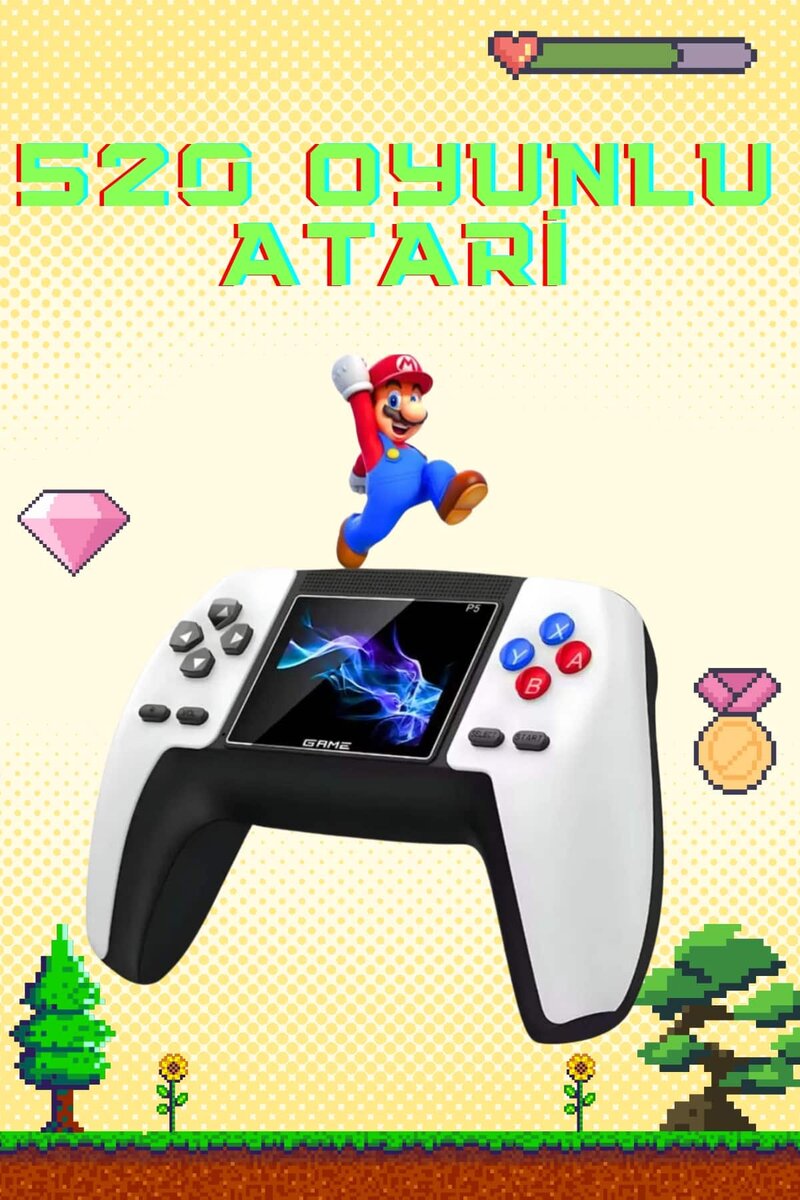 Retro Konsol P5 Uyumlu Taşınabilir 520 Oyunlu Kablosuz Game Stick Retro Konsol P5 Uyumlu Taşınabilir 520 Oyunlu Kablosuz Game Stick