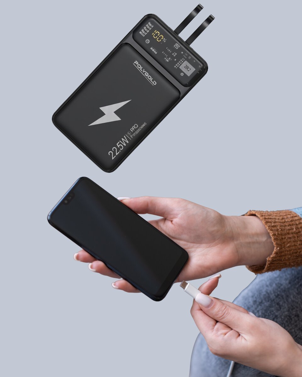 Powerbank Hızlı Şarj 10000 mAh Dahili Kablo