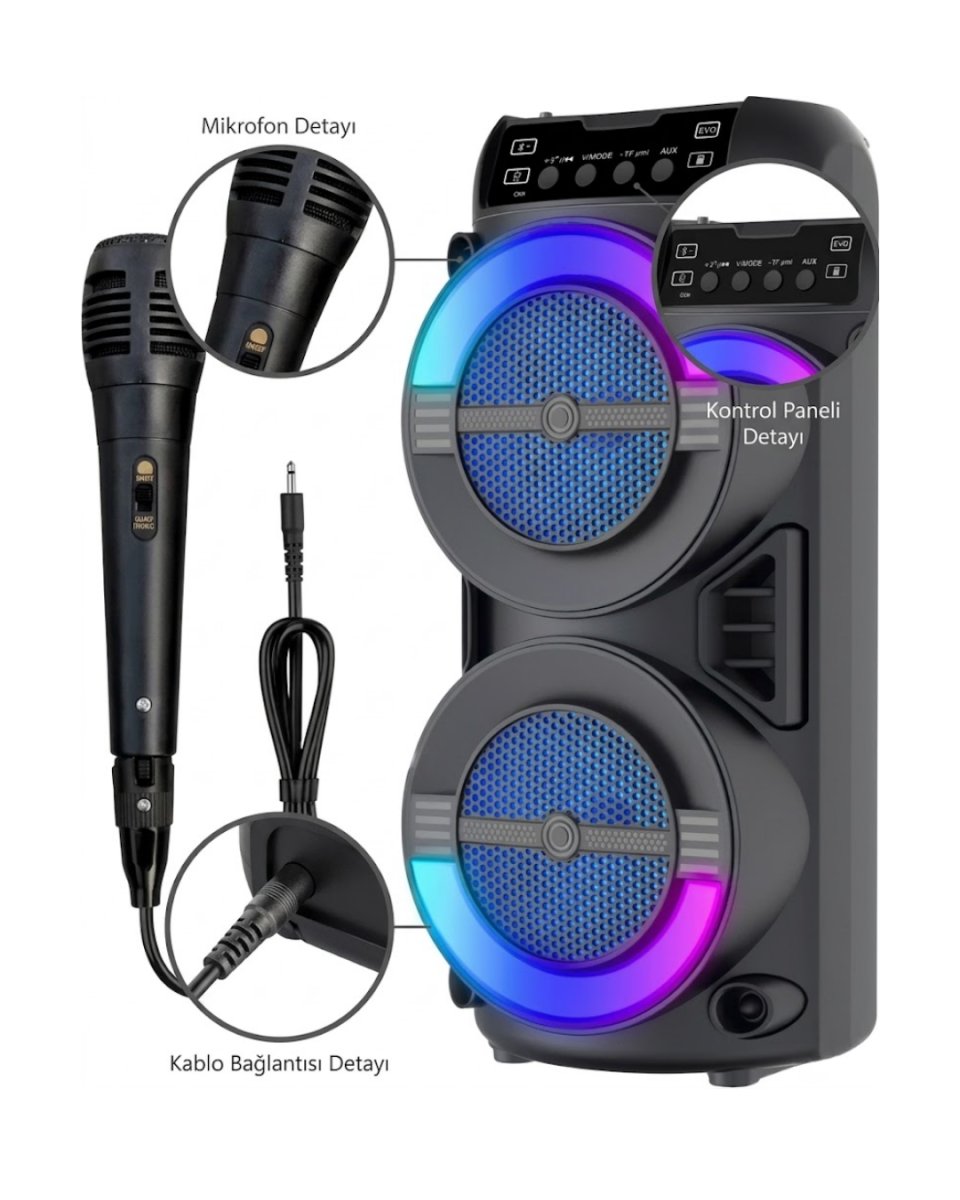 RGB Işıklı Taşınabilir Bluetooth Hoparlör Güçlü Stereo Ses RGB Işıklı Taşınabilir Bluetooth Hoparlör Güçlü Stereo Ses
