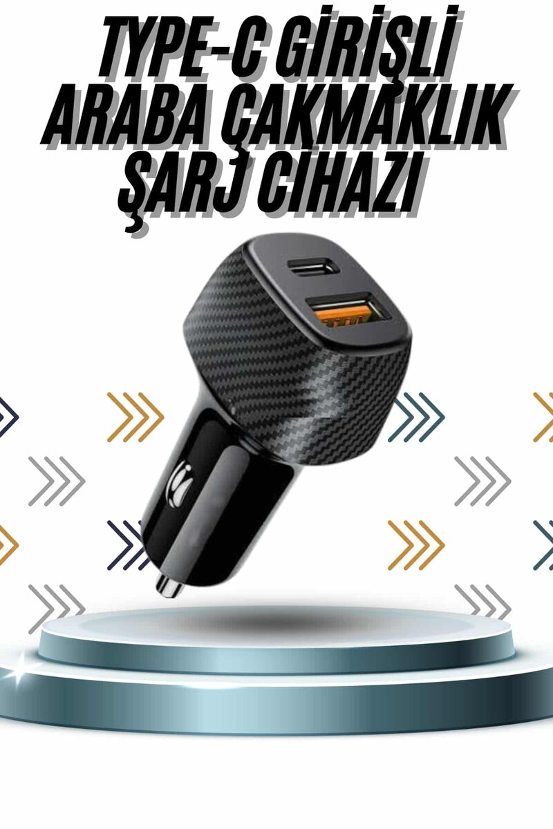 Hızlı Oto Şarj Cihazı 38W Çift Girişli HIzlı Şarj Oto Çakmaklık Type-C Hızlı Oto Şarj Cihazı 38W Çift Girişli HIzlı Şarj Oto Çakmaklık Type-C