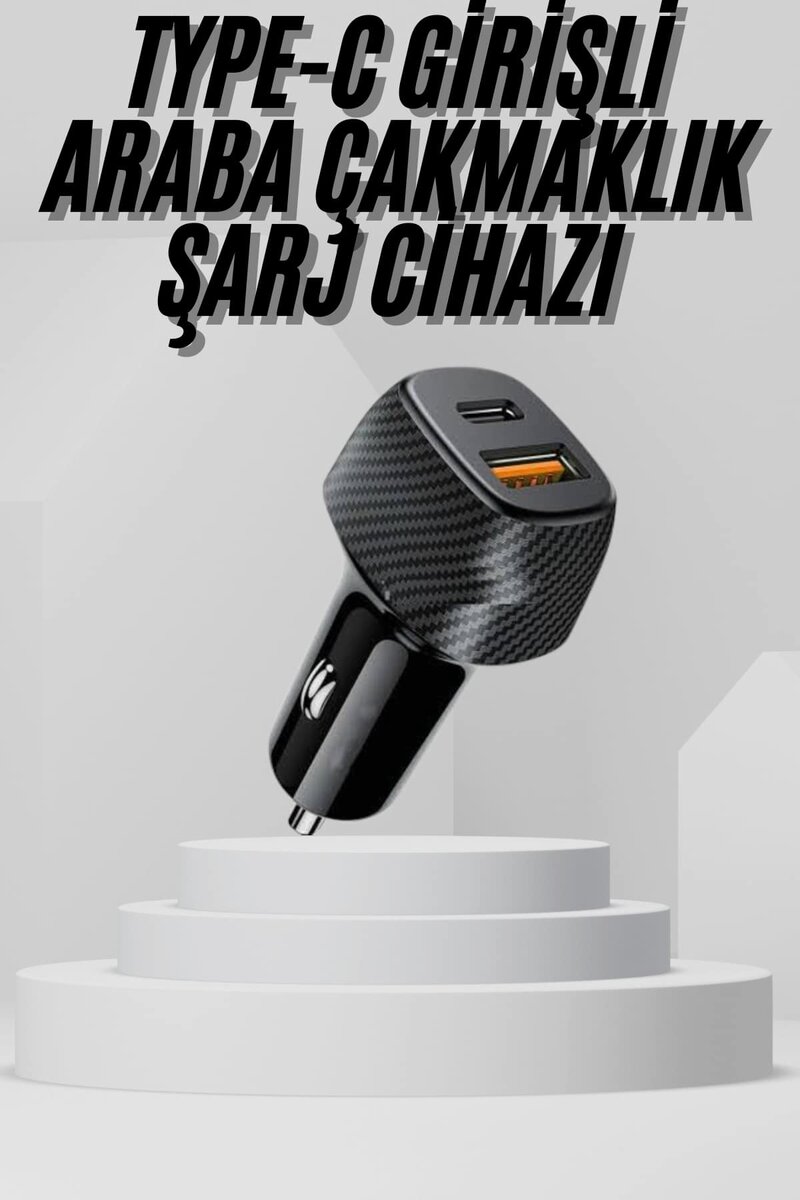 Araç İçi Şarj Cihazı 38W Güç Kapasiteli Type-C Girişli Araba Çakmaklık Araç İçi Şarj Cihazı 38W Güç Kapasiteli Type-C Girişli Araba Çakmaklık