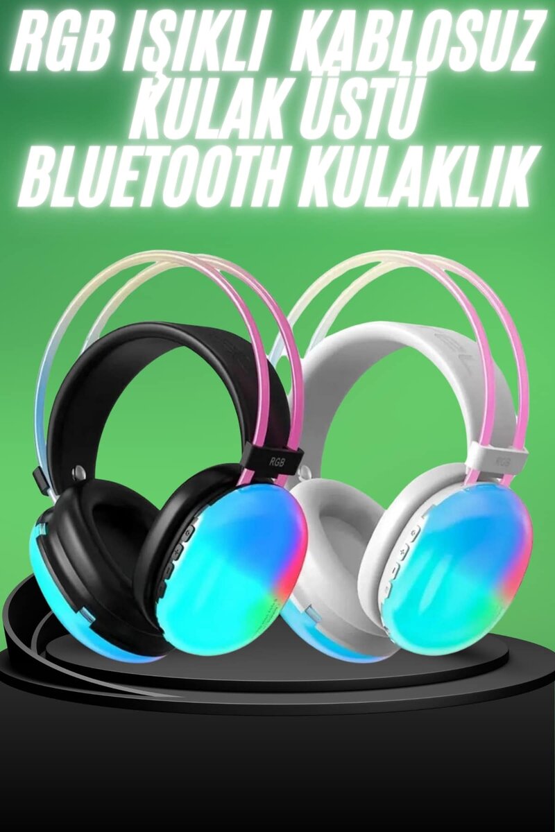 Yeni Nesil Kulak Üstü Kablosuz Uzun Ömürlü RGB Işıklı Bluetooth Kulaklık Yeni Nesil Kulak Üstü Kablosuz Uzun Ömürlü RGB Işıklı Bluetooth Kulaklık