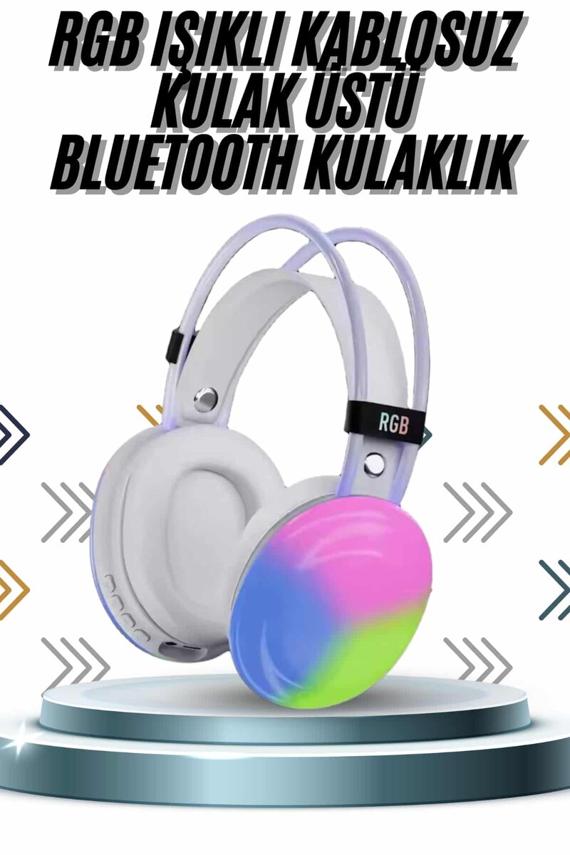 Kablosuz Bluetooth Kulaklık RGB Işıklı Kulak Üstü 5.3 Bluetooth Bağlantılı Kablosuz Bluetooth Kulaklık RGB Işıklı Kulak Üstü 5.3 Bluetooth Bağlantılı