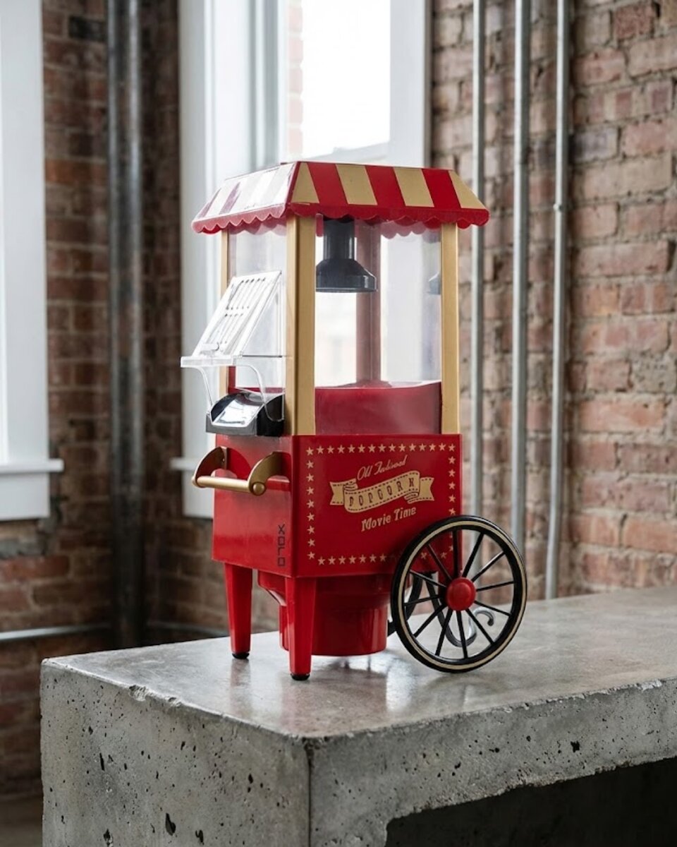 Nostaljik Tasarımlı Yağsız Mısır Patlatma Makinesi Nostaljik Tasarımlı Yağsız Mısır Patlatma Makinesi