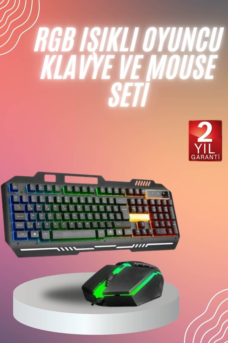 RGB Işıklı Gaming Oyuncu Klavye Q Klavye Mouse Hediyeli RGB Işıklı Gaming Oyuncu Klavye Q Klavye Mouse Hediyeli