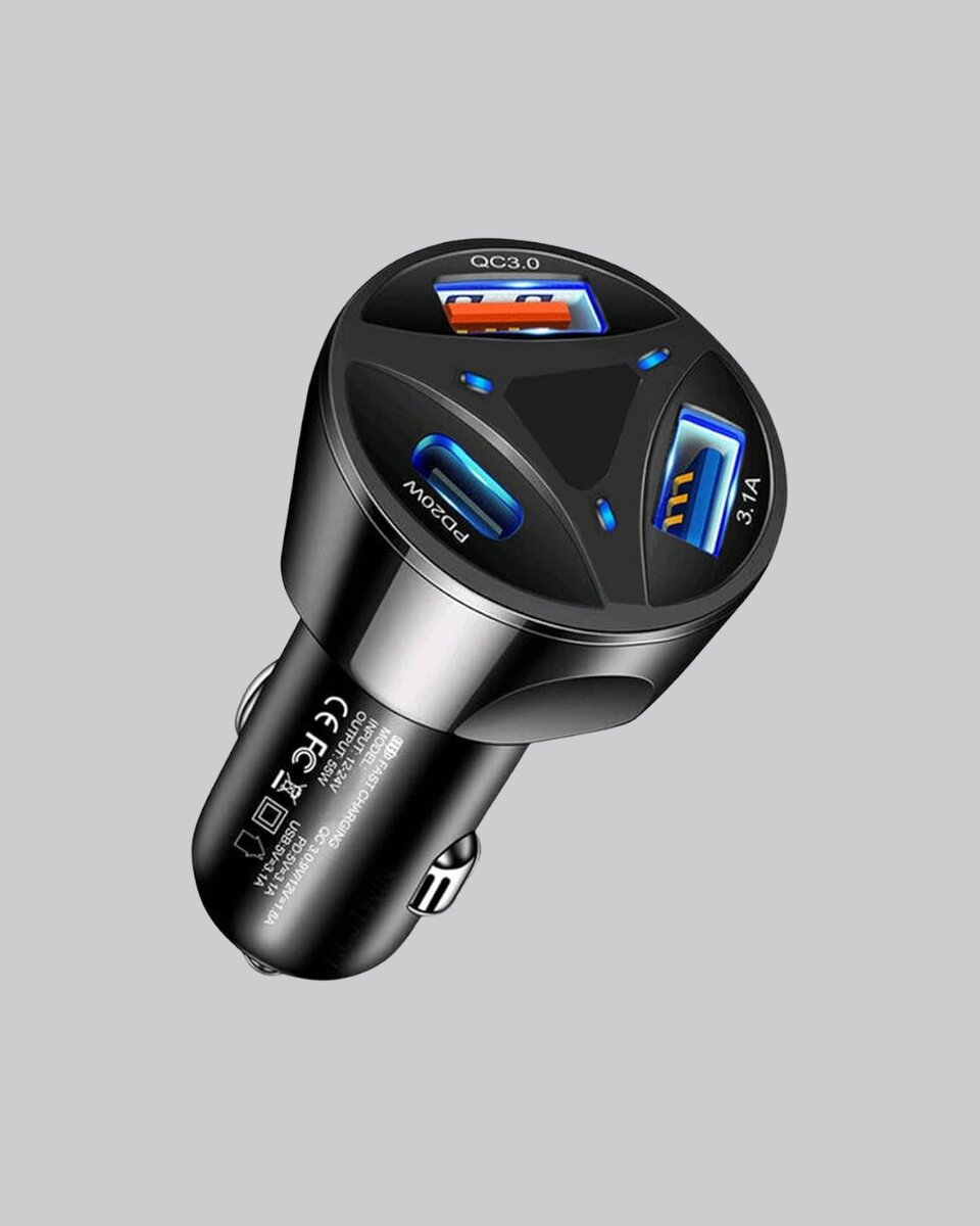 55W PD ve Quick Charge 3.0 Destekli Polygold Araç Şarj Adaptörü 55W PD ve Quick Charge 3.0 Destekli Polygold Araç Şarj Adaptörü