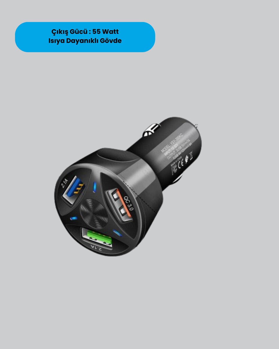 55W Güçlü Araç Şarj Cihazı Power Delivery Destekli 55W Güçlü Araç Şarj Cihazı Power Delivery Destekli