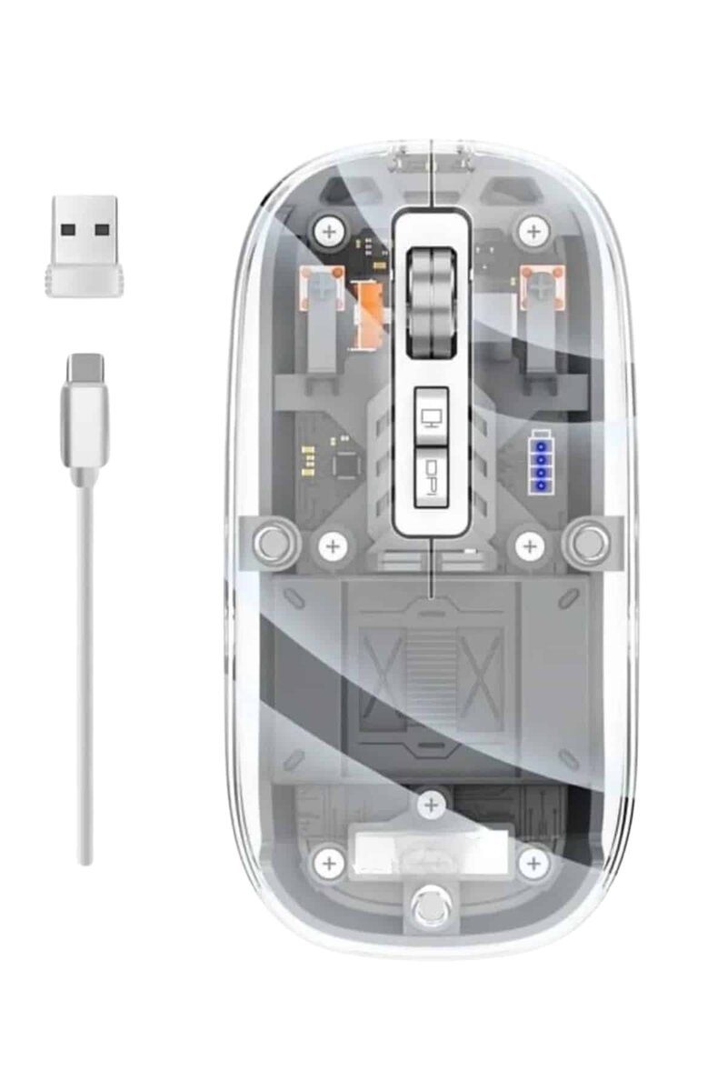 Mouse Fare Kablosuz Mouse Fare Şarjlı Bluetooth Sessiz 5 Tuşlu Şeffaf Mouse Fare Kablosuz Mouse Fare Şarjlı Bluetooth Sessiz 5 Tuşlu Şeffaf