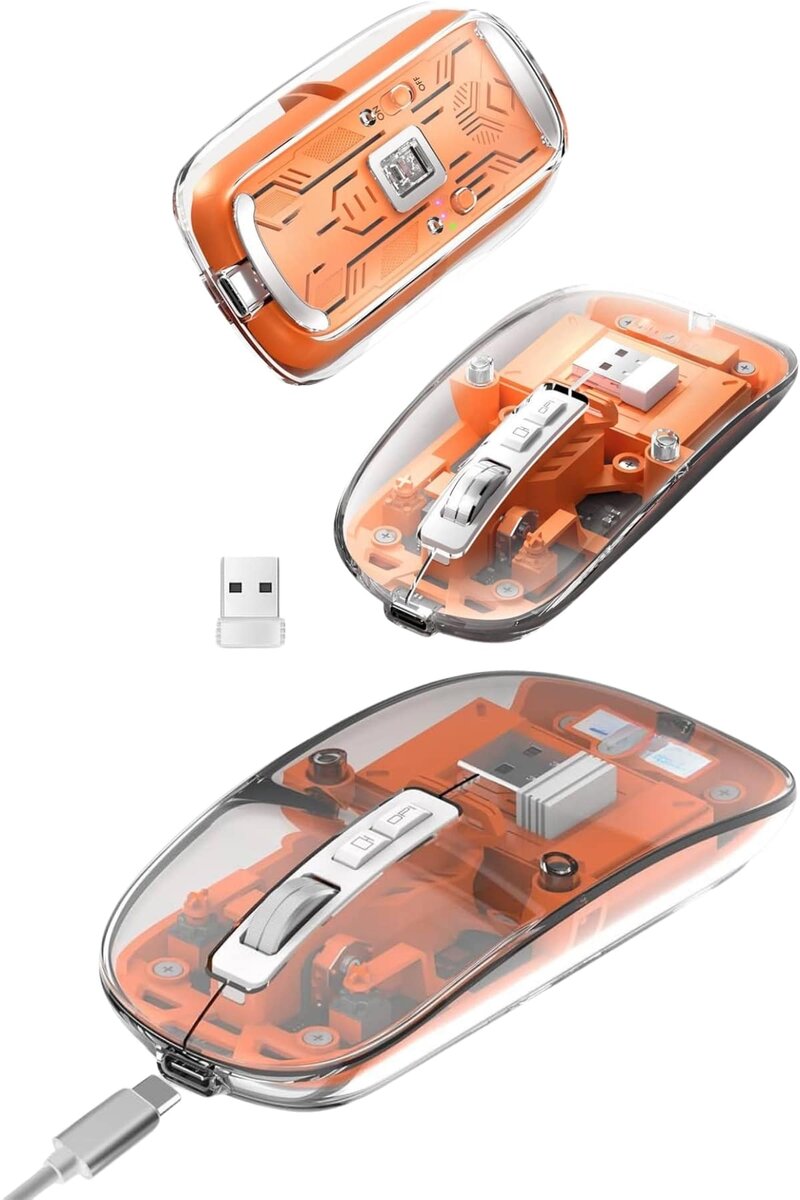Sessiz Tıklama Çift Modlu Bluetooth Ve Alıcı Şeffaf Mouse Fare Sessiz Tıklama Çift Modlu Bluetooth Ve Alıcı Şeffaf Mouse Fare