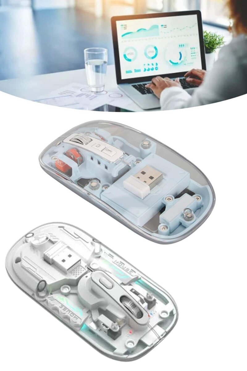 Sessiz Tıklama Çift Modlu Bluetooth Ve Alıcı Şeffaf Mouse Fare Sessiz Tıklama Çift Modlu Bluetooth Ve Alıcı Şeffaf Mouse Fare