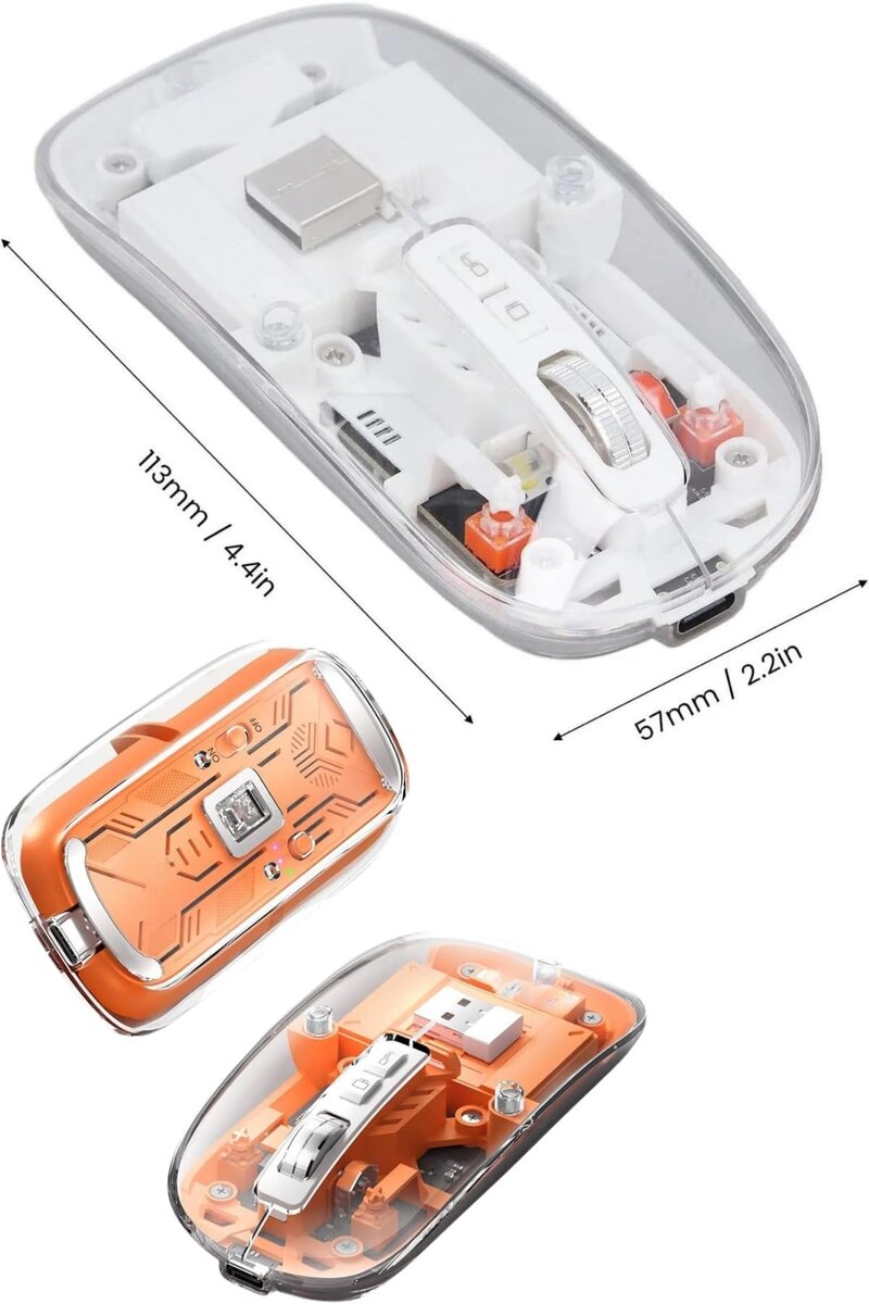 Sessiz Tıklama Çift Modlu Bluetooth Ve Alıcı Şeffaf Mouse Fare Sessiz Tıklama Çift Modlu Bluetooth Ve Alıcı Şeffaf Mouse Fare