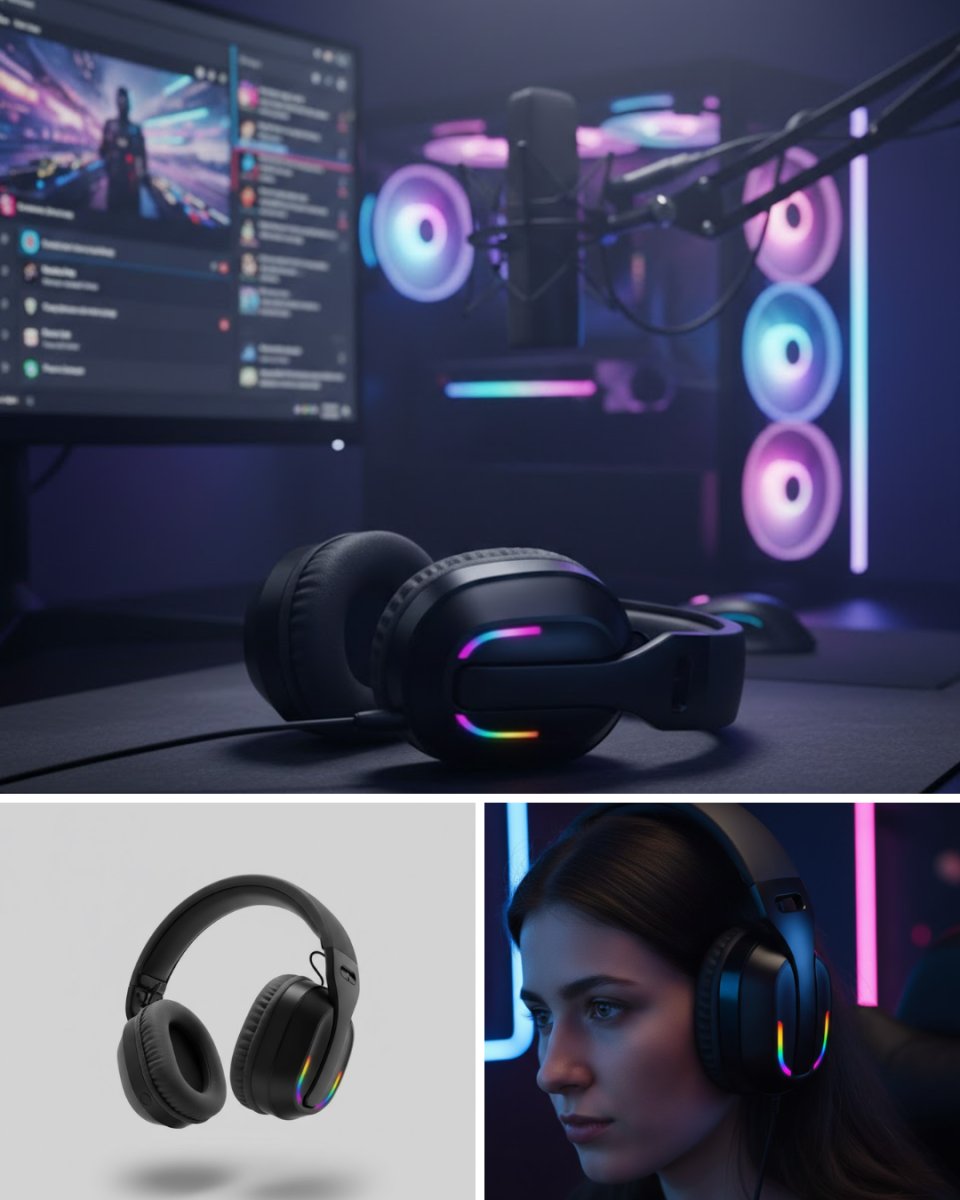 Wireless Oyuncu Kulaklığı RGB Işıklı Uzun Bataryalı Mikrofonlu Headset Wireless Oyuncu Kulaklığı RGB Işıklı Uzun Bataryalı Mikrofonlu Headset