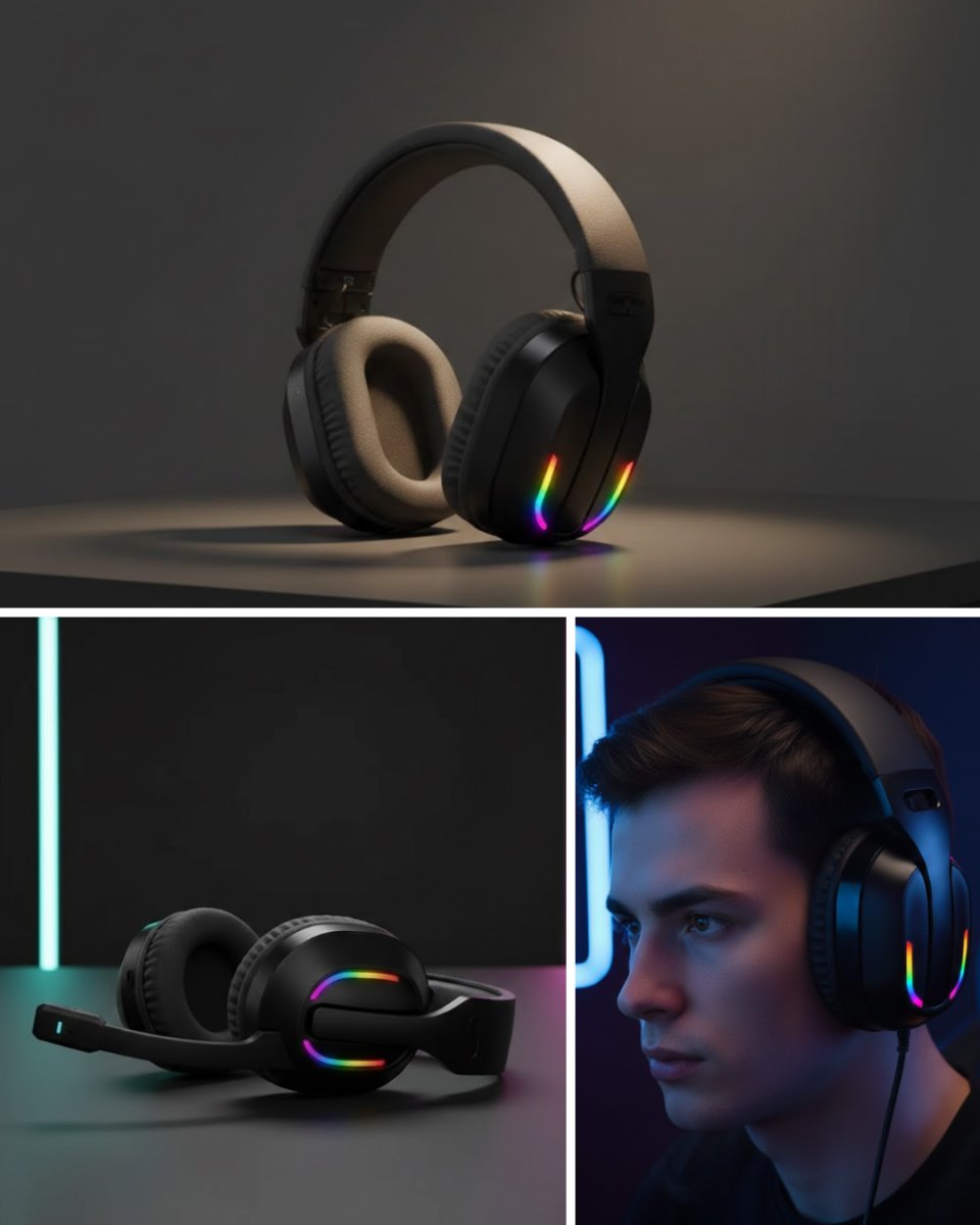 RGB Aydınlatmalı Kablosuz Oyuncu Kulaklığı Konsol ve PC Uyumlu RGB Aydınlatmalı Kablosuz Oyuncu Kulaklığı Konsol ve PC Uyumlu