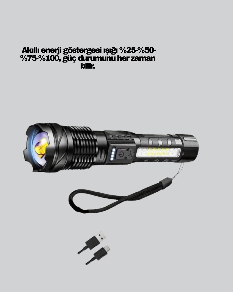 Güçlü LED El Feneri Şarj Edilebilir Çok Modlu Güçlü LED El Feneri Şarj Edilebilir Çok Modlu
