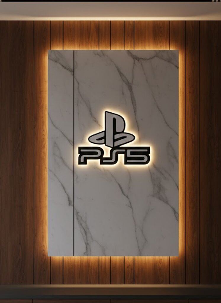 PS5 Logo Dekoratif Duvar Süsü Oyun Odası ve Salon Uyumu PS5 Logo Dekoratif Duvar Süsü Oyun Odası ve Salon Uyumu