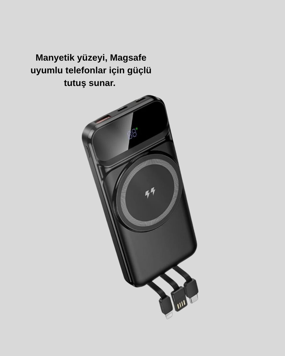 10000 mAh Kablosuz Powerbank – 15W Hızlı Şarj, Type-C Çoklu Çıkışlı 10000 mAh Kablosuz Powerbank – 15W Hızlı Şarj, Type-C Çoklu Çıkışlı