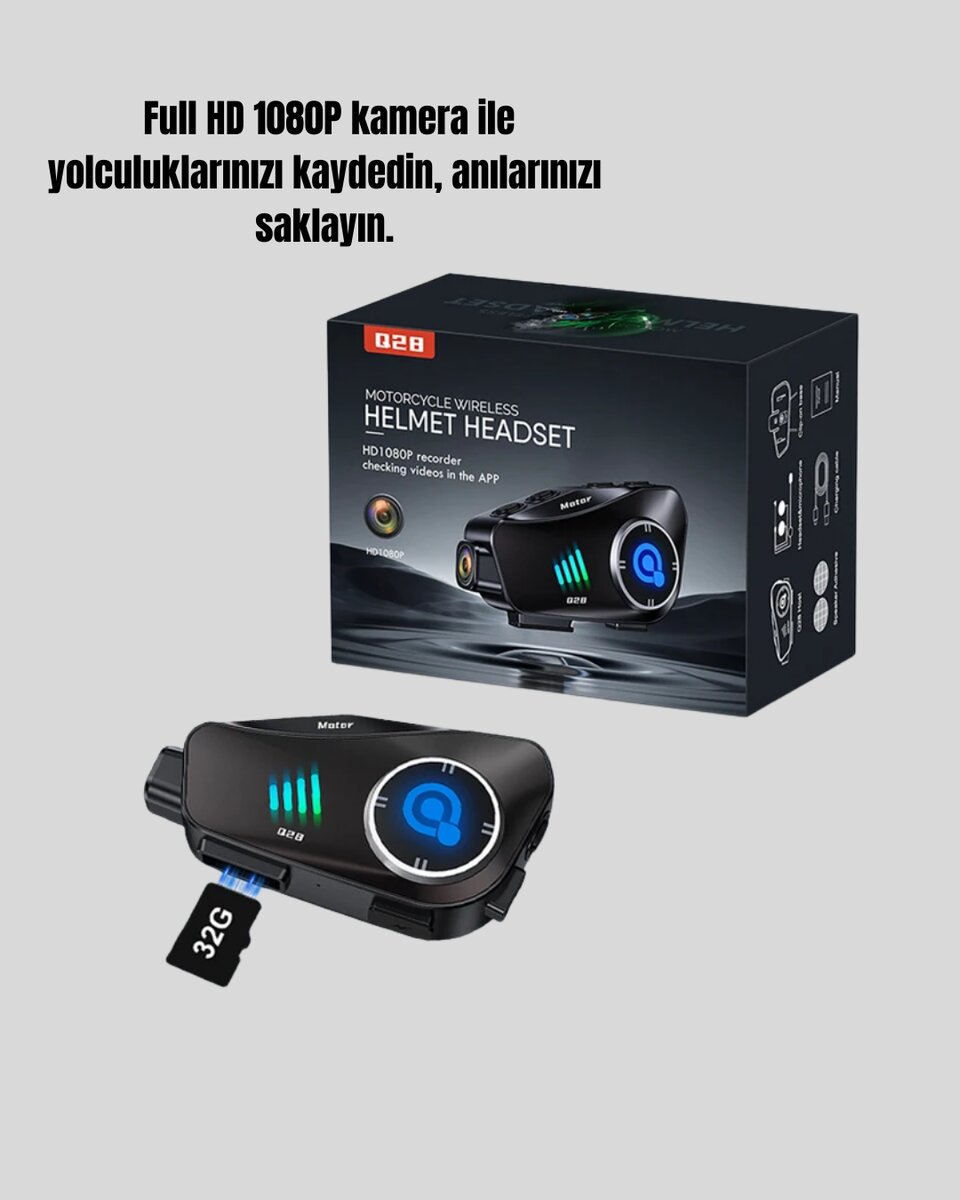 Q28 Kask Kulaklık 1080P HD Kamera – Bluetooth 5.3, Su Geçirmez, Gürültü Azaltma Q28 Kask Kulaklık 1080P HD Kamera – Bluetooth 5.3, Su Geçirmez, Gürültü Azaltma