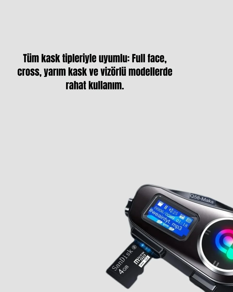 IP65 Suya Dayanıklı Kask Bluetooth Kulaklık LCD Ekranlı IP65 Suya Dayanıklı Kask Bluetooth Kulaklık LCD Ekranlı