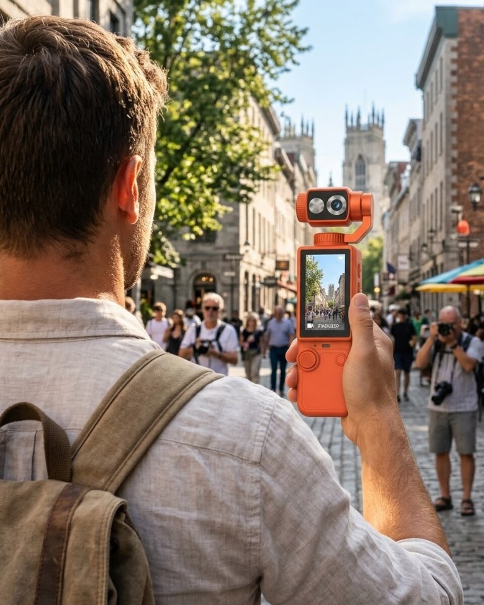 Kompakt 4K Gimbal Kamera 180 Derece Döner Başlık Stabil Video ve Vlog Uyumlu Kompakt 4K Gimbal Kamera 180 Derece Döner Başlık Stabil Video ve Vlog Uyumlu