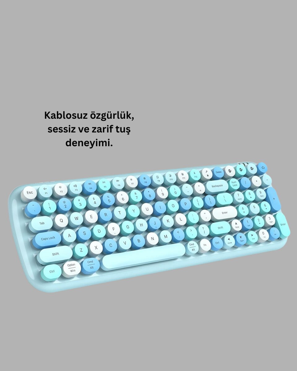 Kablosuz Retro Klavye ve Mouse Seti – 104 Tuşlu, Sessiz Yazım Kablosuz Retro Klavye ve Mouse Seti – 104 Tuşlu, Sessiz Yazım