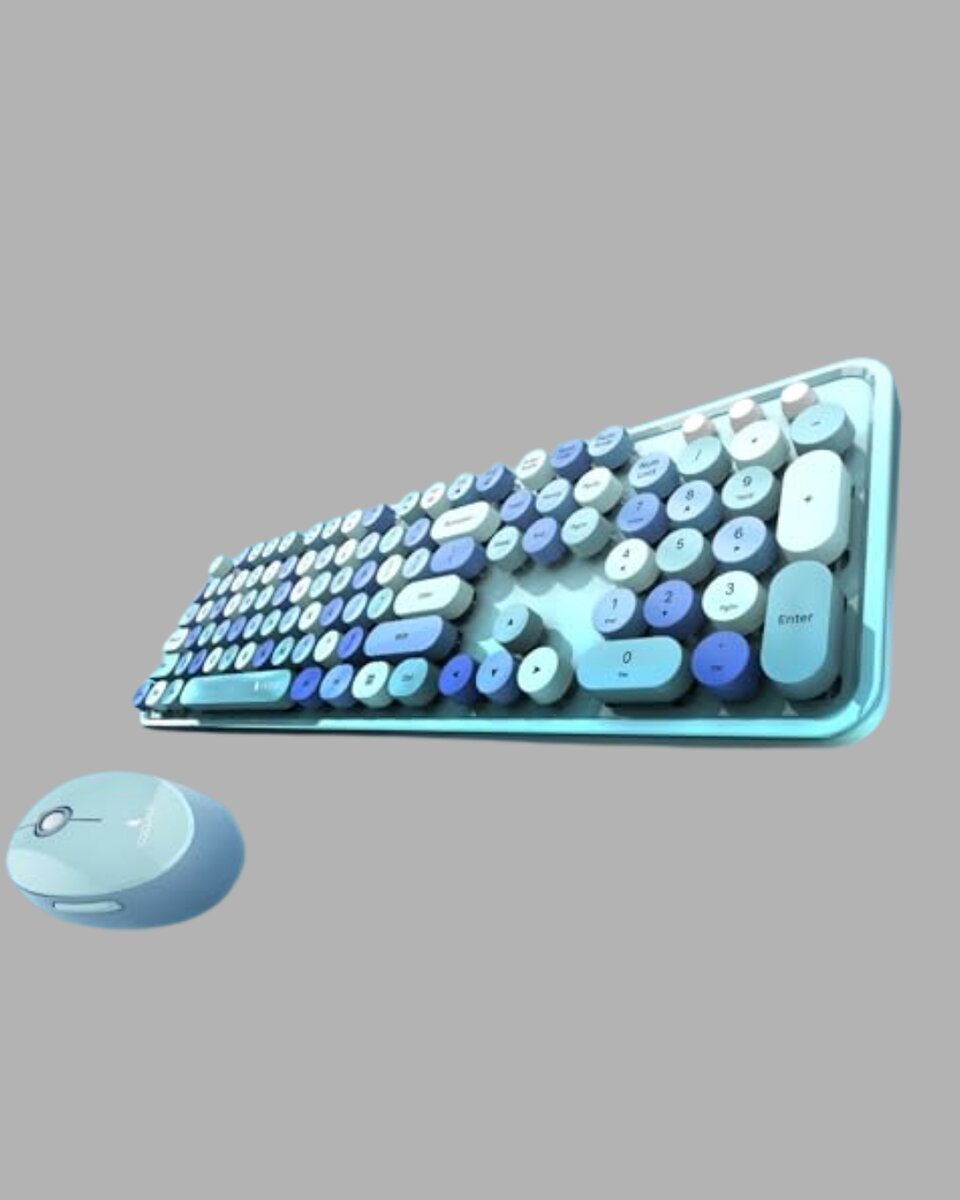 Kablosuz Klavye ve Mouse Seti – Sessiz Tuş, Retro Tasarım Kablosuz Klavye ve Mouse Seti – Sessiz Tuş, Retro Tasarım
