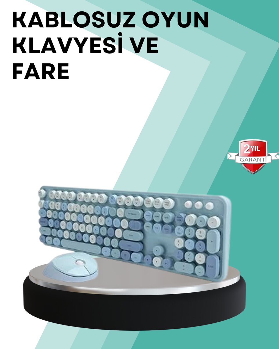 Kablosuz Klavye ve Mouse Seti – Sessiz Tuş, Retro Tasarım Kablosuz Klavye ve Mouse Seti – Sessiz Tuş, Retro Tasarım
