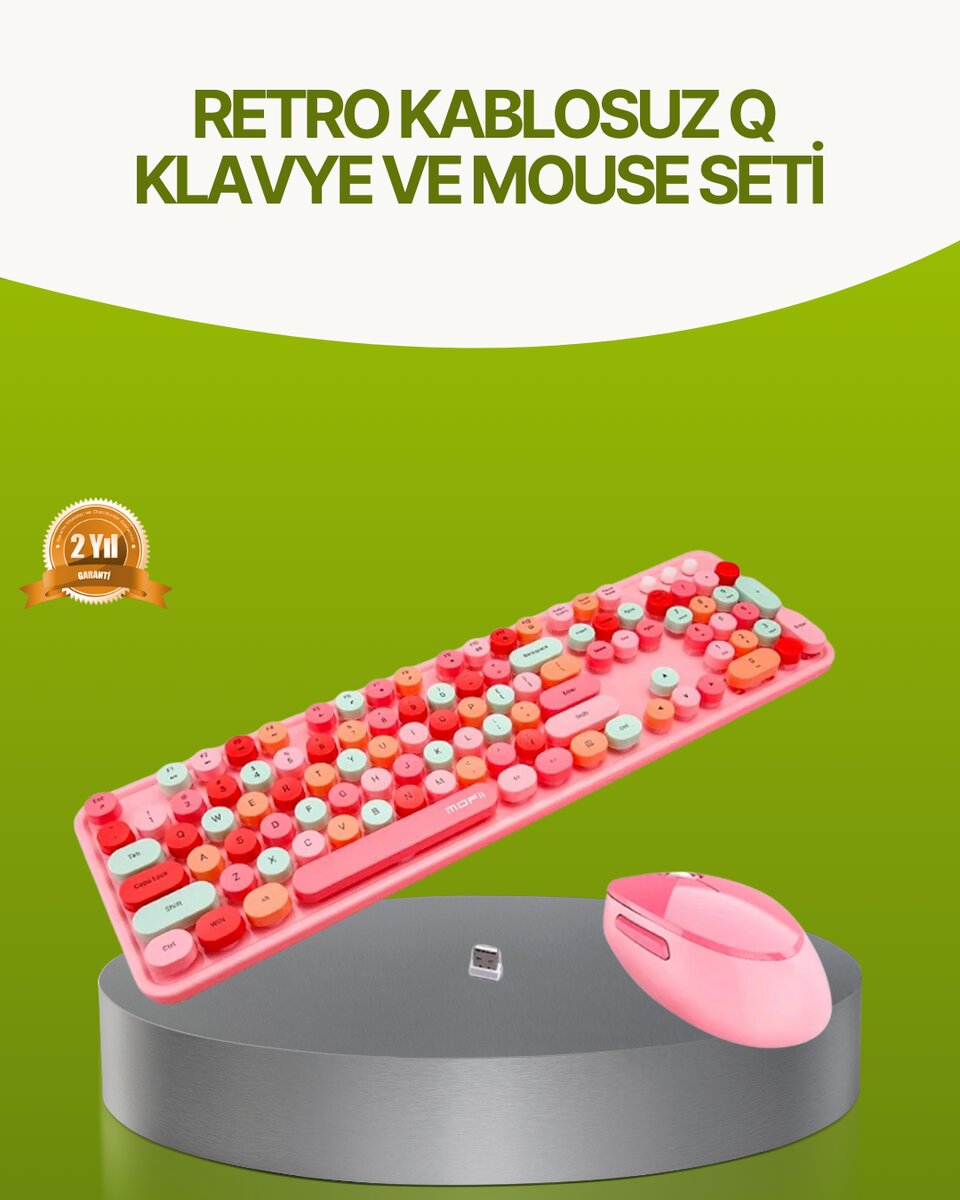 Bluetooth Retro Kablosuz Klavye ve Mouse Seti – 3 Cihaz Bağlantılı, Sessiz Tuş, Uzun Pil Ömrü Bluetooth Retro Kablosuz Klavye ve Mouse Seti – 3 Cihaz Bağlantılı, Sessiz Tuş, Uzun Pil Ömrü
