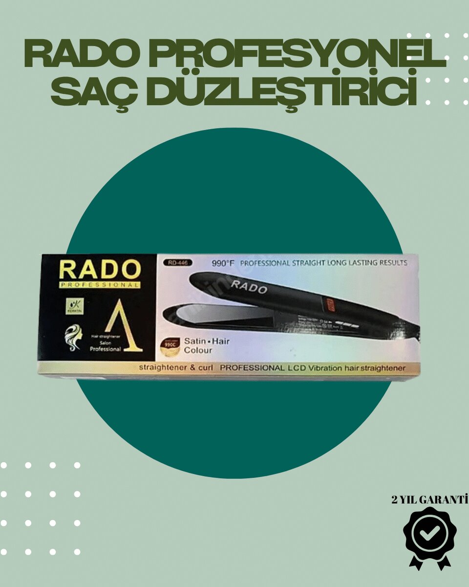 Rado RD-446 – Titanyum Seramik, 2.5 Metre Kablo, Hızlı Isınan Saç Düzleştirici Rado RD-446 – Titanyum Seramik, 2.5 Metre Kablo, Hızlı Isınan Saç Düzleştirici