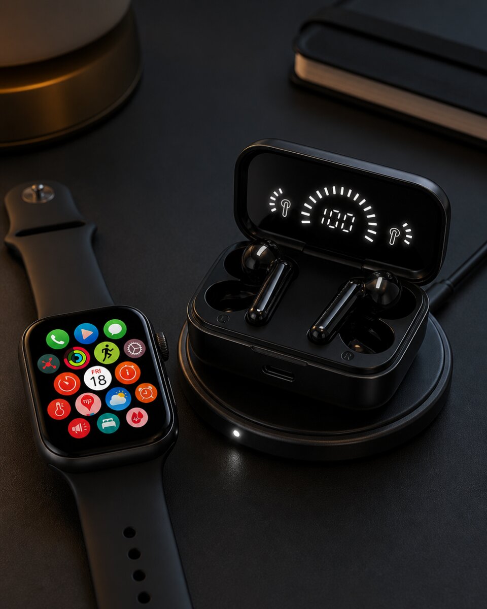 Spor ve Günlük Kullanıma Uygun Akıllı Saat ve Bluetooth Kulaklık Seti Yüksek Performans Spor ve Günlük Kullanıma Uygun Akıllı Saat ve Bluetooth Kulaklık Seti Yüksek Performans
