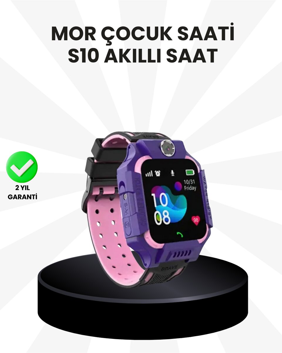 S10 Akıllı Çocuk Saati Mor Model Çift Yönlü Konuşma ve SOS Fonksiyonu S10 Akıllı Çocuk Saati Mor Model Çift Yönlü Konuşma ve SOS Fonksiyonu