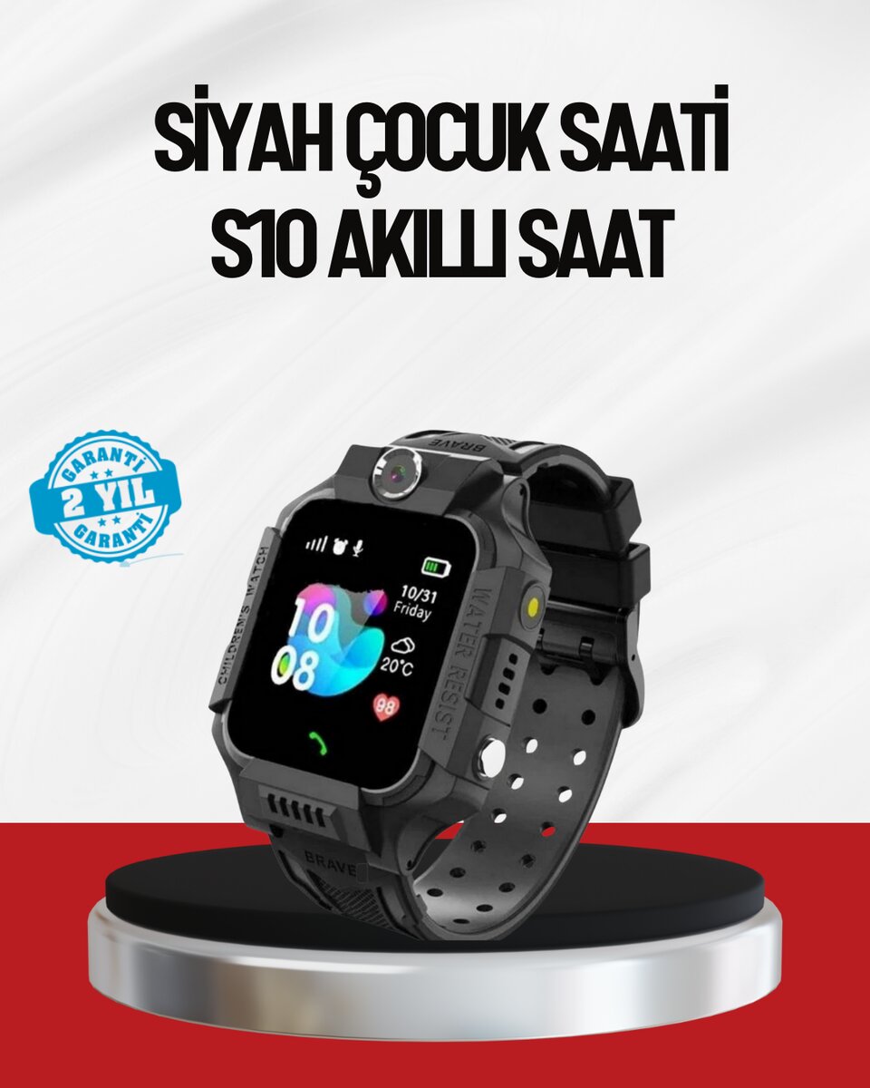 S10 Akıllı Çocuk Saati Siyah Model Çift Yönlü Konuşma ve SOS S10 Akıllı Çocuk Saati Siyah Model Çift Yönlü Konuşma ve SOS