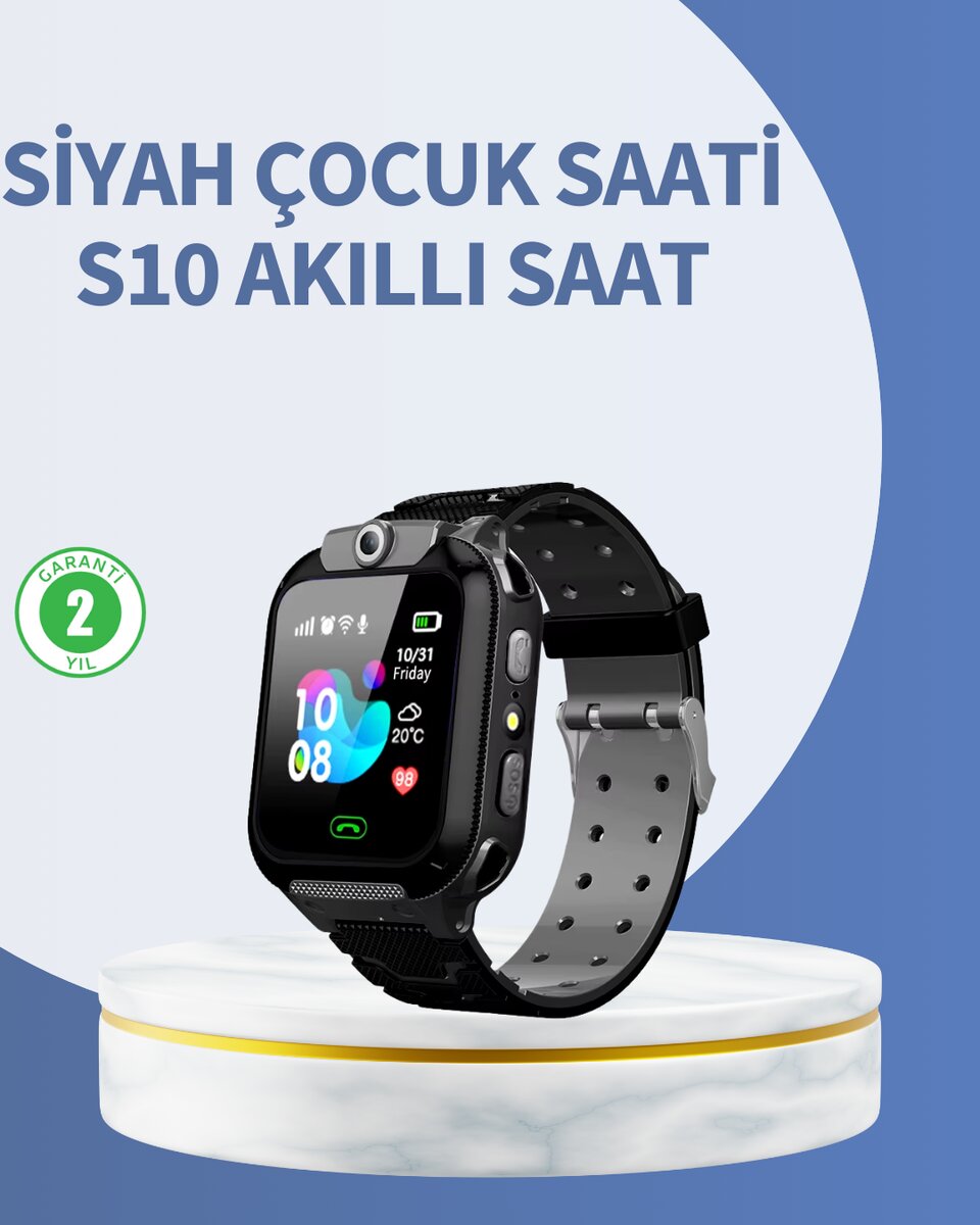 S10 Siyah Akıllı Çocuk Saati Anlık Konum Takibi ve Rota Geçmişi S10 Siyah Akıllı Çocuk Saati Anlık Konum Takibi ve Rota Geçmişi