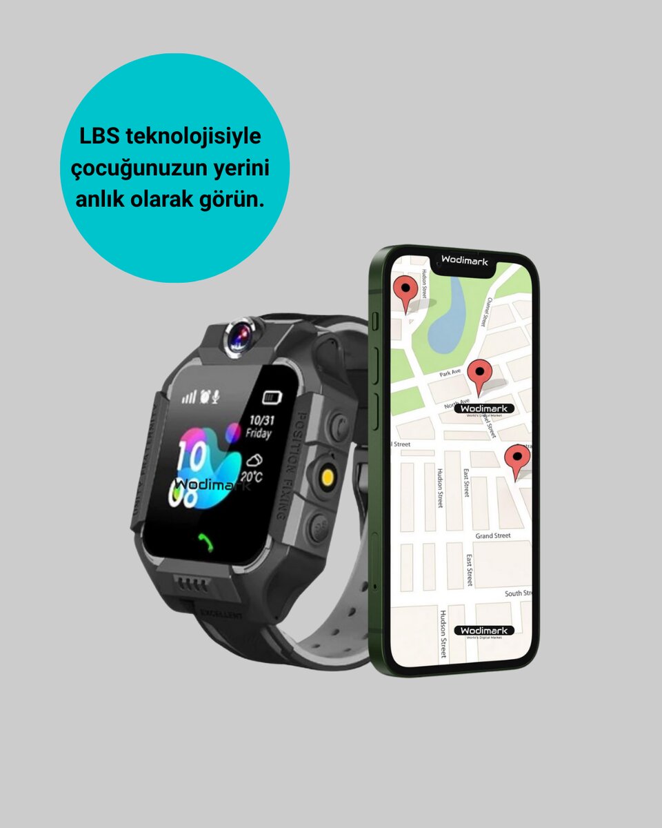 S10 Siyah Akıllı Çocuk Saati Anlık Konum Takibi ve Rota Geçmişi S10 Siyah Akıllı Çocuk Saati Anlık Konum Takibi ve Rota Geçmişi