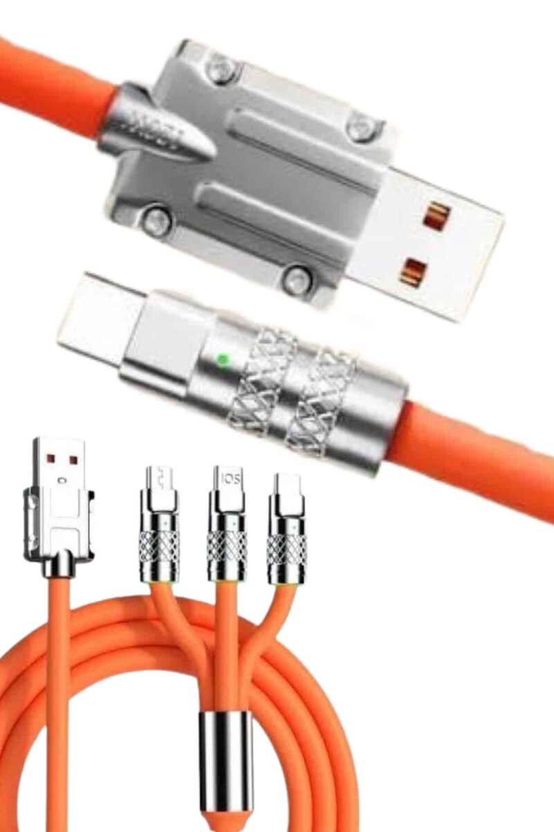 120W 3 İn 1 Uyumlu Silikon Şarj Kablosu Hızlı Şarj Kablosu 120W 3 İn 1 Uyumlu Silikon Şarj Kablosu Hızlı Şarj Kablosu