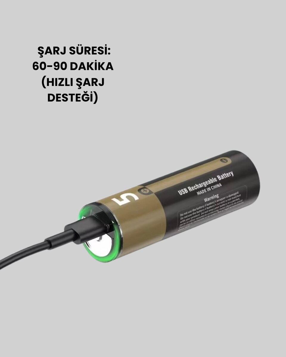 1.5V AA Şarjlı Lityum Pil | 1000+ Kez Şarj Edilebilir | Hızlı Type-C Şarj (2 Adet) 1.5V AA Şarjlı Lityum Pil | 1000+ Kez Şarj Edilebilir | Hızlı Type-C Şarj (2 Adet)