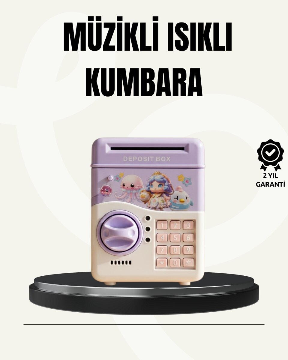Elektronik Şifreli ATM Görünümlü Çocuk Kumbarası Mor Elektronik Şifreli ATM Görünümlü Çocuk Kumbarası Mor
