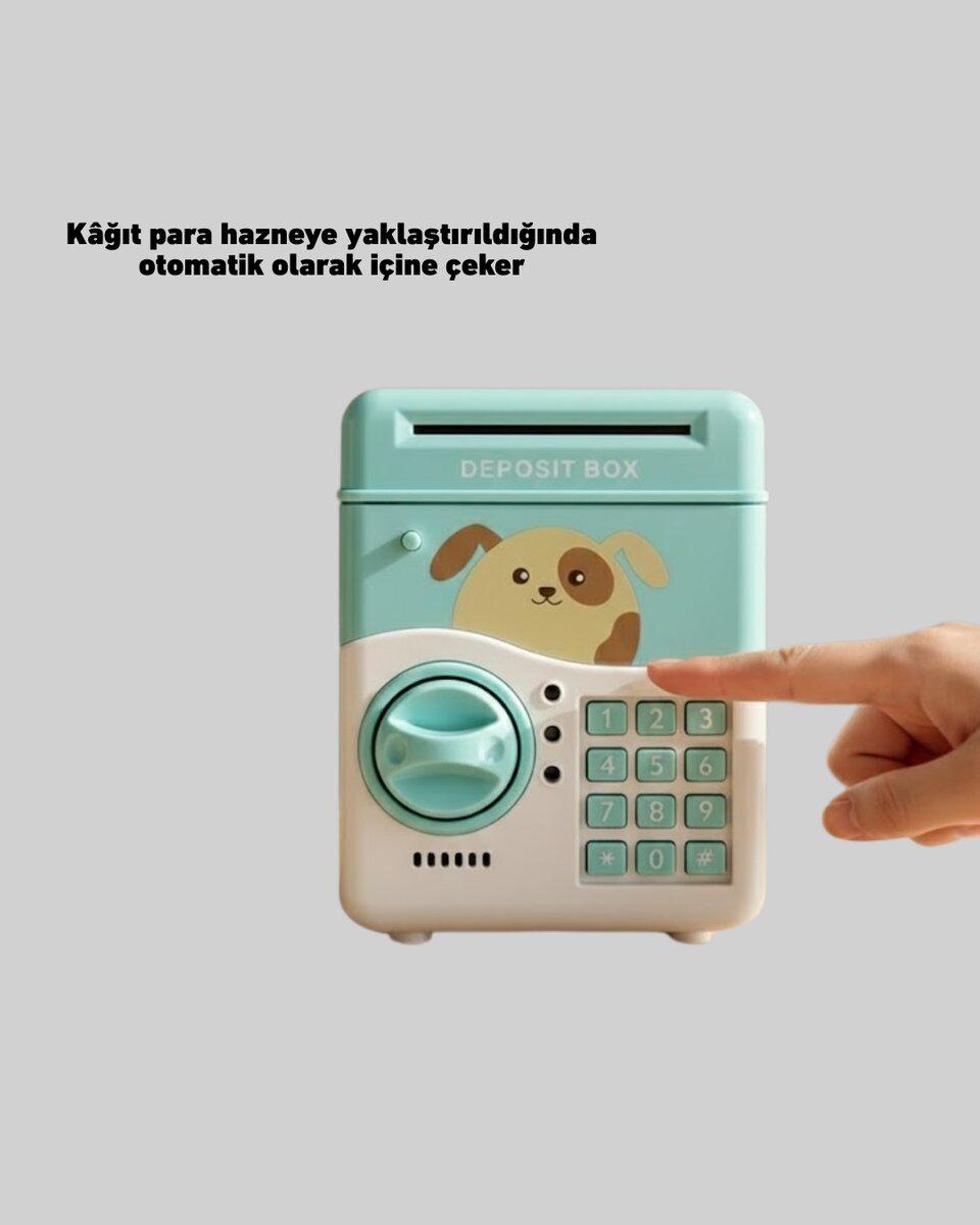 ATM Görünümlü Su Yeşili Otomatik Para Çeken Şifreli Kumbara ATM Görünümlü Su Yeşili Otomatik Para Çeken Şifreli Kumbara