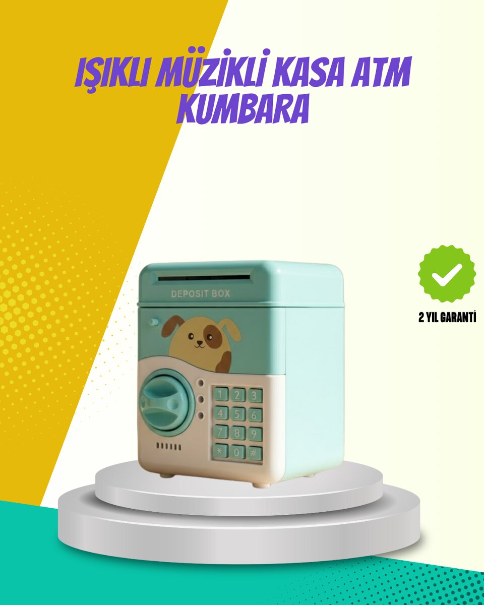 ATM Görünümlü Su Yeşili Otomatik Para Çeken Şifreli Kumbara ATM Görünümlü Su Yeşili Otomatik Para Çeken Şifreli Kumbara
