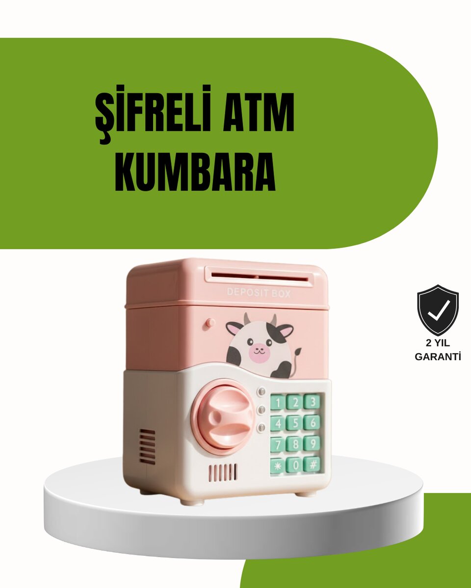 ATM Tasarımlı Pembe Işıklı Sesli Çocuk Kumbarası ATM Tasarımlı Pembe Işıklı Sesli Çocuk Kumbarası